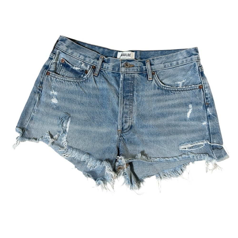 AGOLDE Parker Denim Cut Off Shorts Light Wash Booty Shorts Size 29